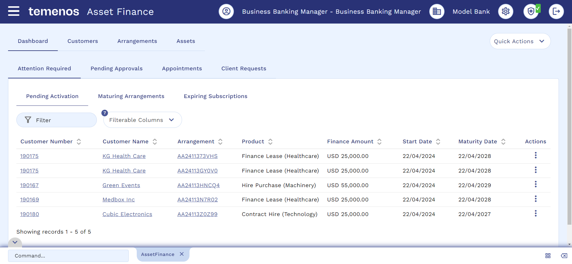 Asset Finance Dashboard